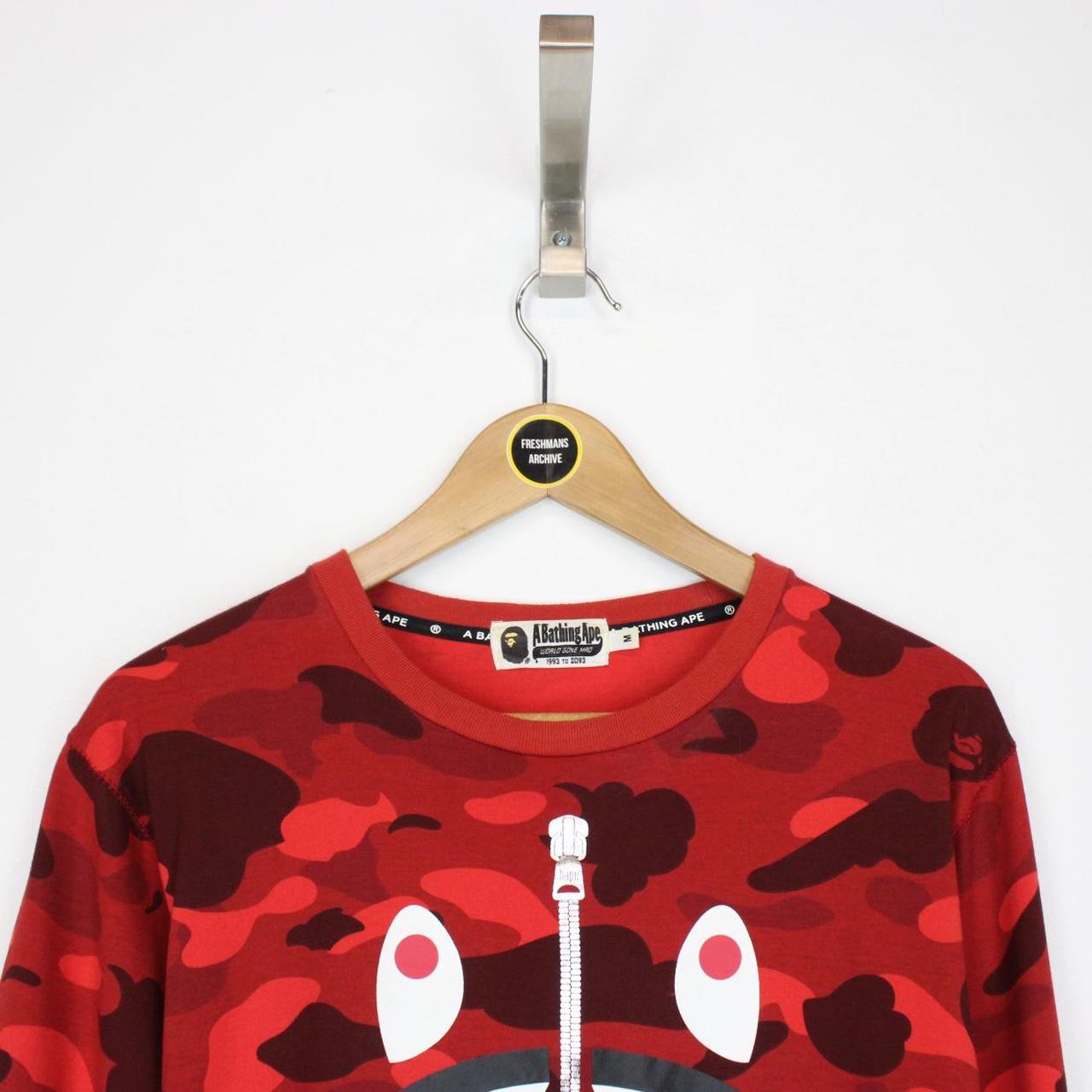 Bape Red Camo Shark Long Sleeve T-Shirt