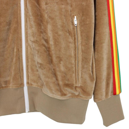 Palm Angels Tan Brown Full Zip Cotton Velour Track Jacket