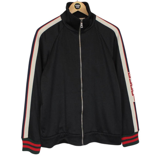Gucci Black Spellout Technical Jersey Full Zip Track Jacket