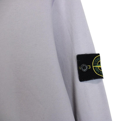 Stone Island lilac purple cotton sweatshirt with logo patch and ribbed cuffs.