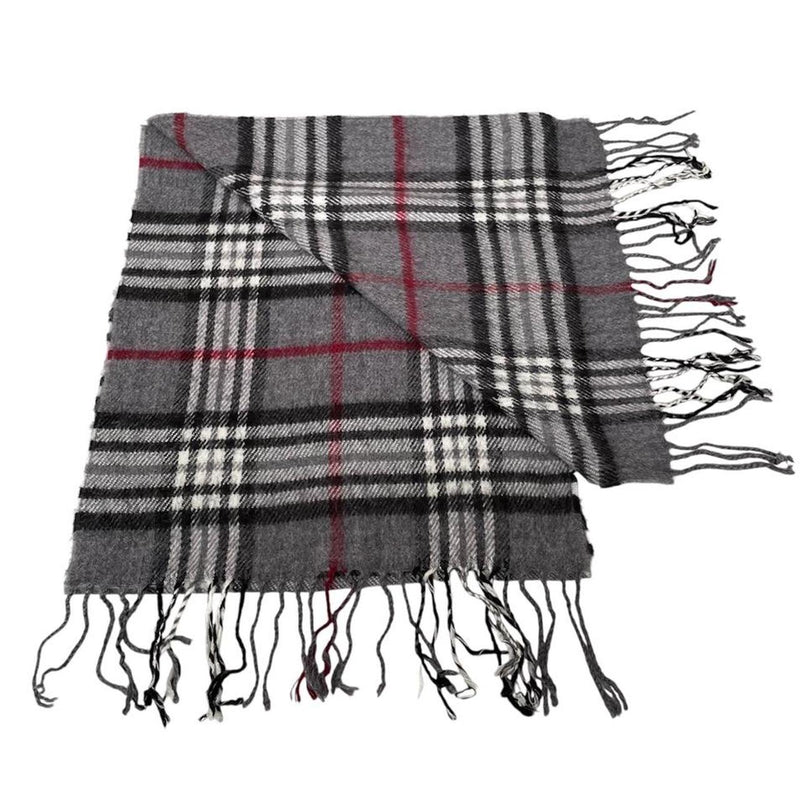 Vintage 90s Burberry Grey Nova Check Lambswool Scarf