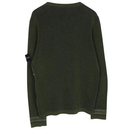 Stone Island SS 2018 Green and Navy Cotton Knit Reversible Jumper