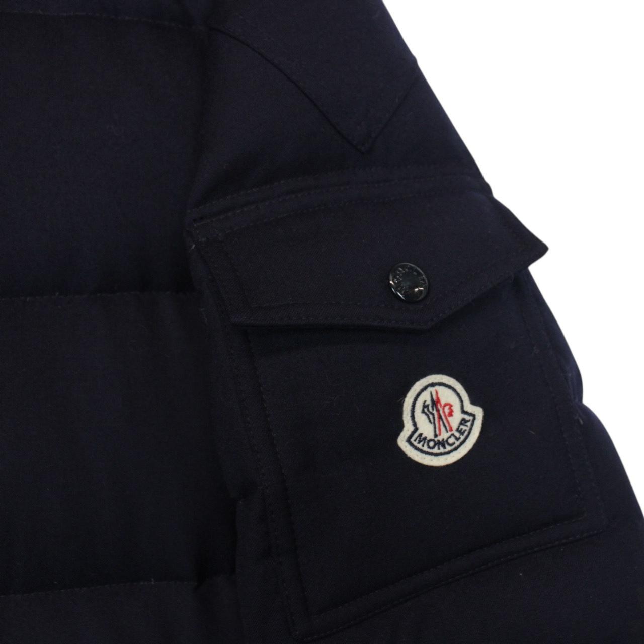 Moncler Montgenevre Navy Blue Full Zip Hooded Wool Down Jacket