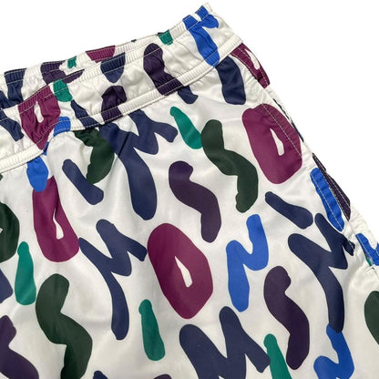 Missoni multicoloured zigzag print nylon swim shorts with logo detail.
