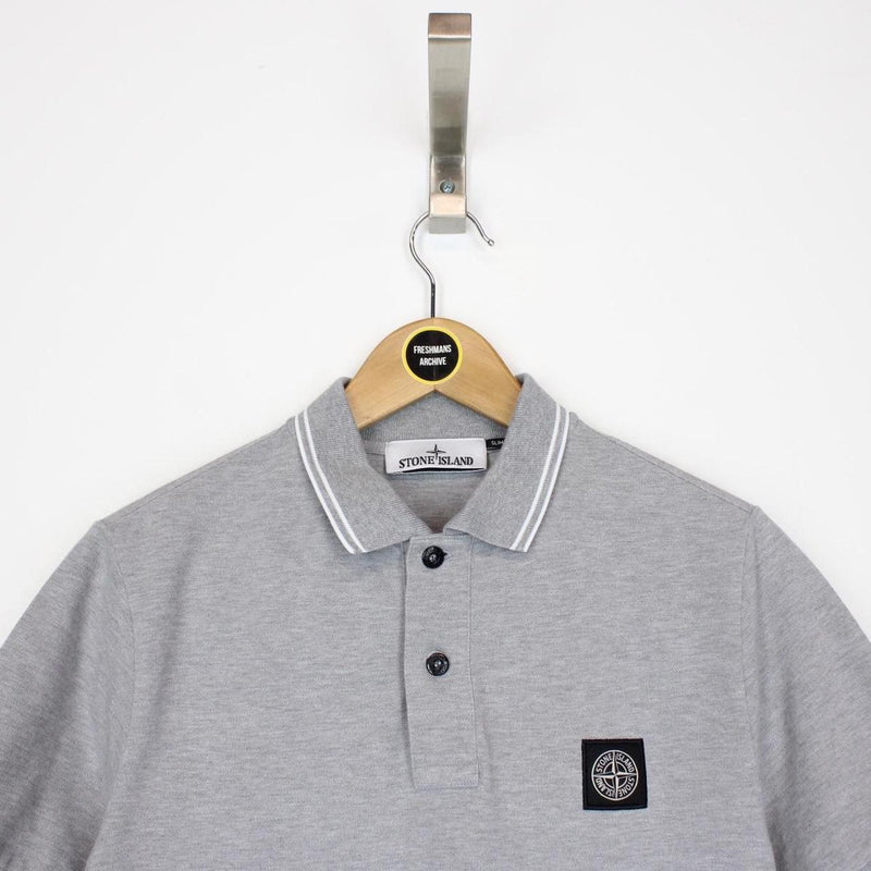 Stone Island AW 2022 Grey Short Sleeve Compass Polo Shirt