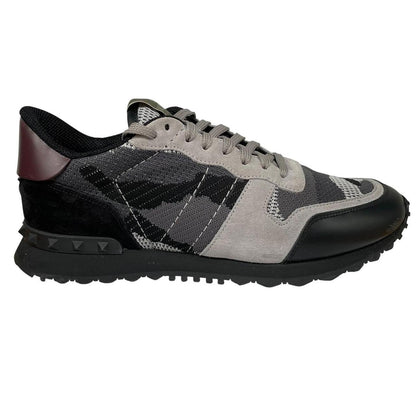 Valentino Garavani Rockrunner Black and Grey Mesh Camouflage Trainers