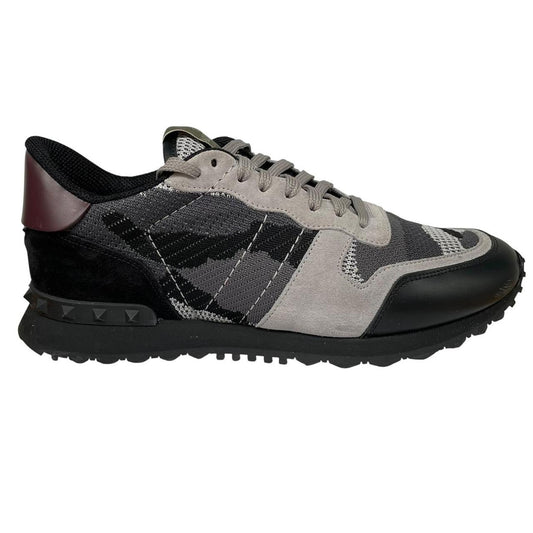 Valentino Garavani Rockrunner Black and Grey Mesh Camouflage Trainers