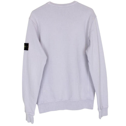 Stone Island lilac purple cotton sweatshirt with logo patch and ribbed cuffs.