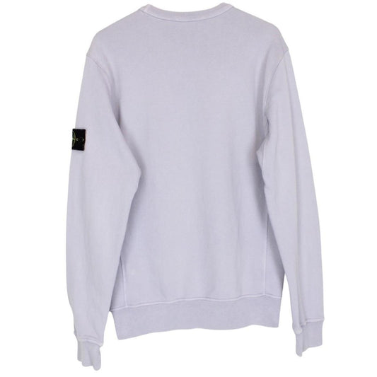 Stone Island lilac purple cotton sweatshirt with logo patch and ribbed cuffs.