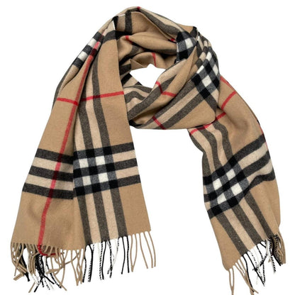 Burberry Beige Archive Nova Check Wide Cashmere Scarf