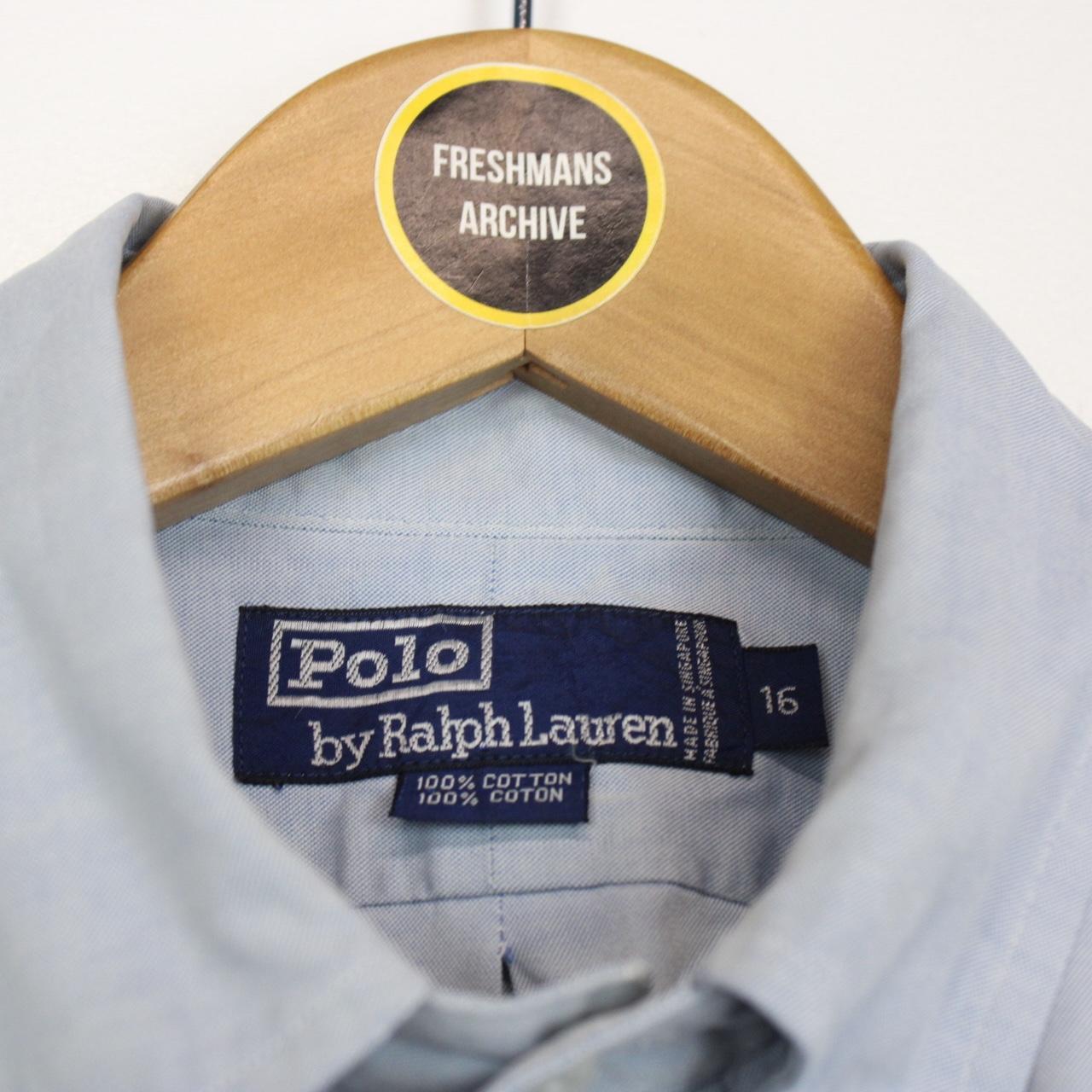 Vintage 90s Polo Ralph Lauren Blue Long Sleeve Cotton Shirt