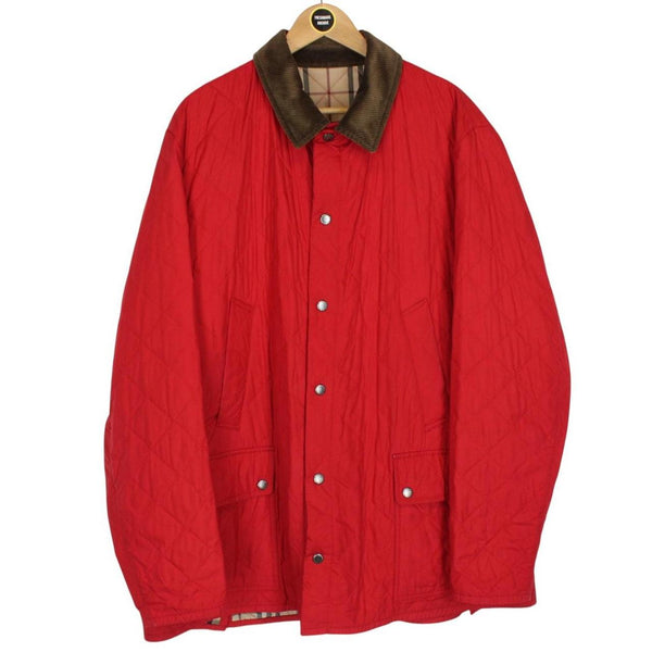 Vintage Burberry London Red Nova Check Lined Quilted Coat