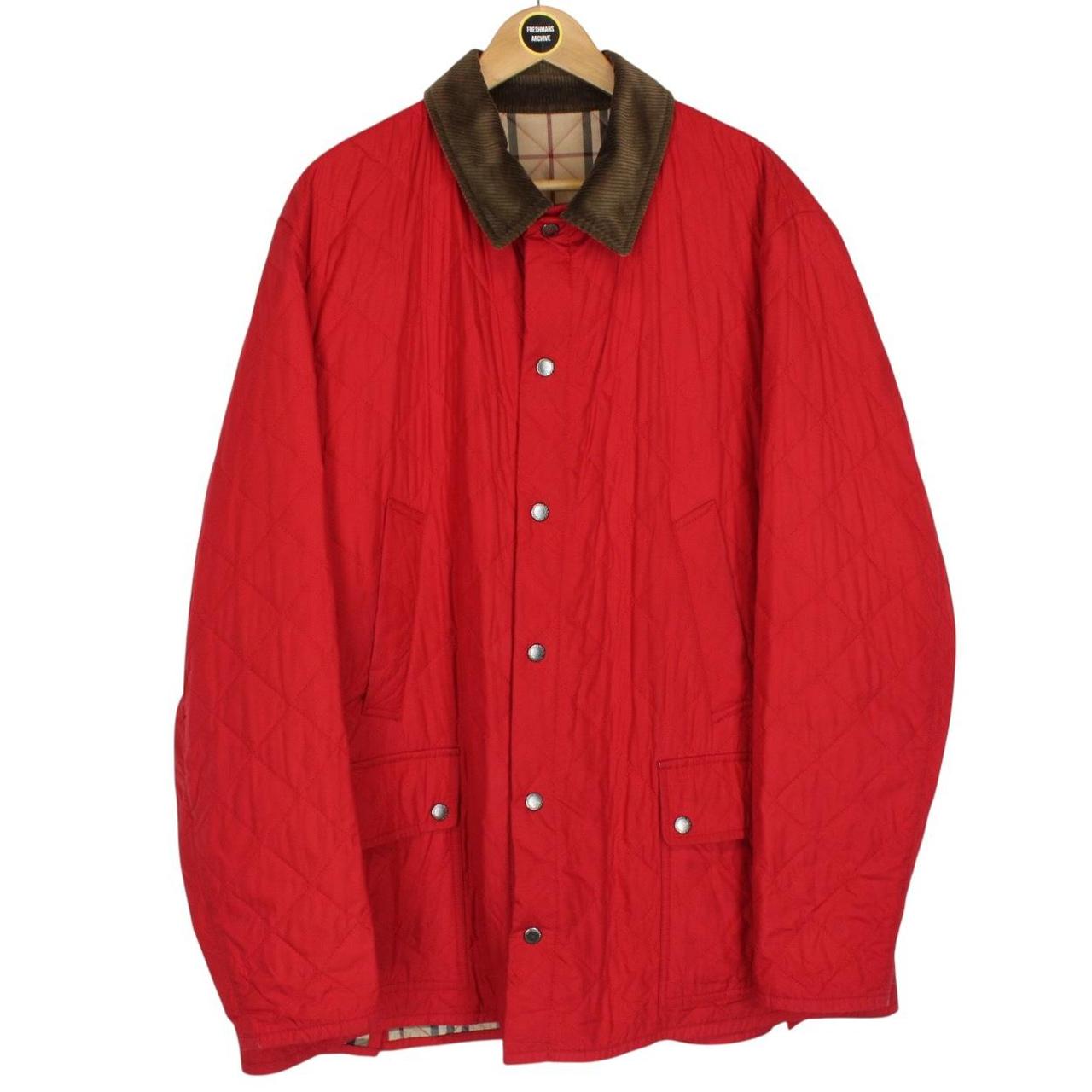 Vintage Burberry London Red Nova Check Lined Quilted Coat