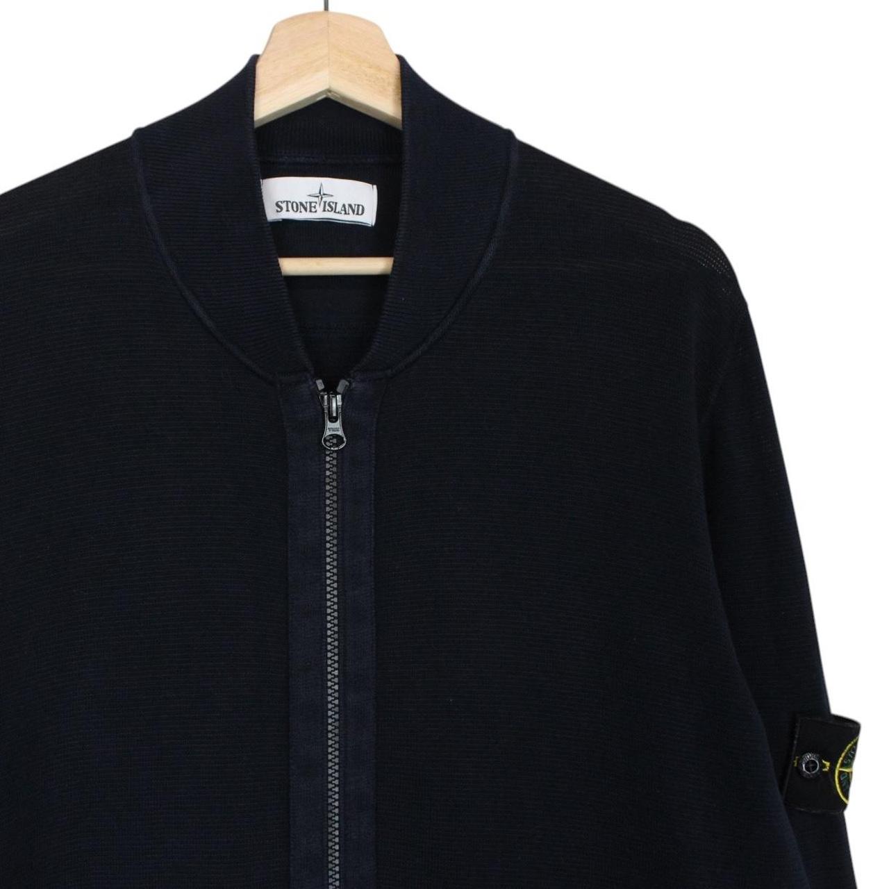 Stone Island SS 2020 Navy Blue Cotton Micro Stitch Full Zip Jumper