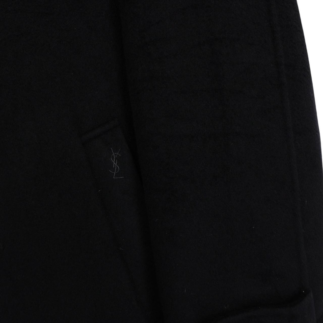 Vintage 90s Yves Saint Laurent Black Wool Blend Peacoat
