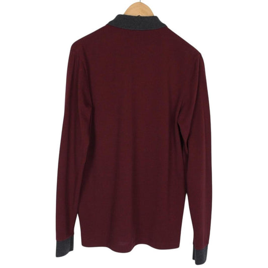 Moncler Maglia Manica Lunga Burgundy Long Sleeve Polo Shirt