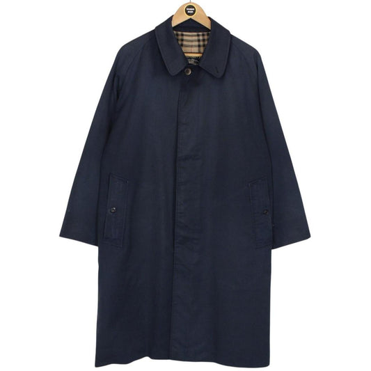 Vintage 80s Burberry Navy Blue Single Breasted Trench Coat