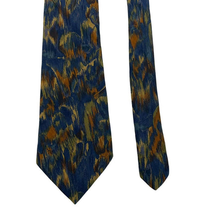 Ermenegildo Zegna multicoloured silk tie with abstract print design and smooth texture.