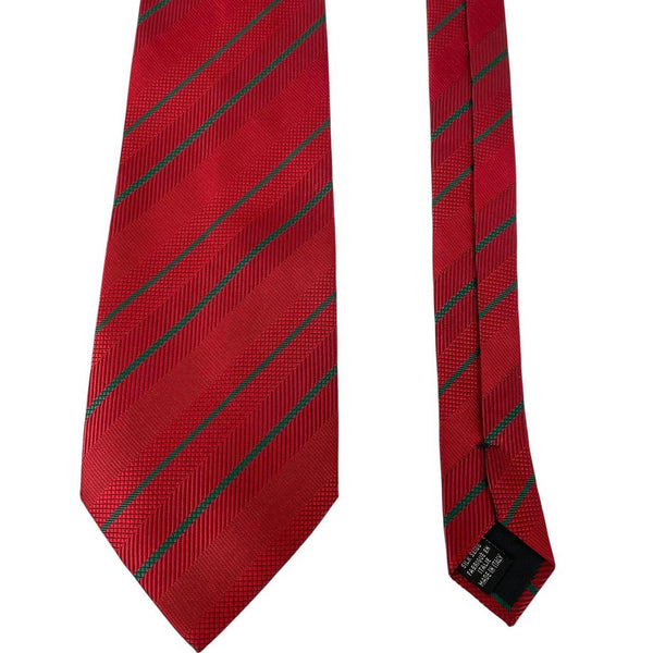 Vintage 90s Hugo Boss Red and Green Striped Silk Tie
