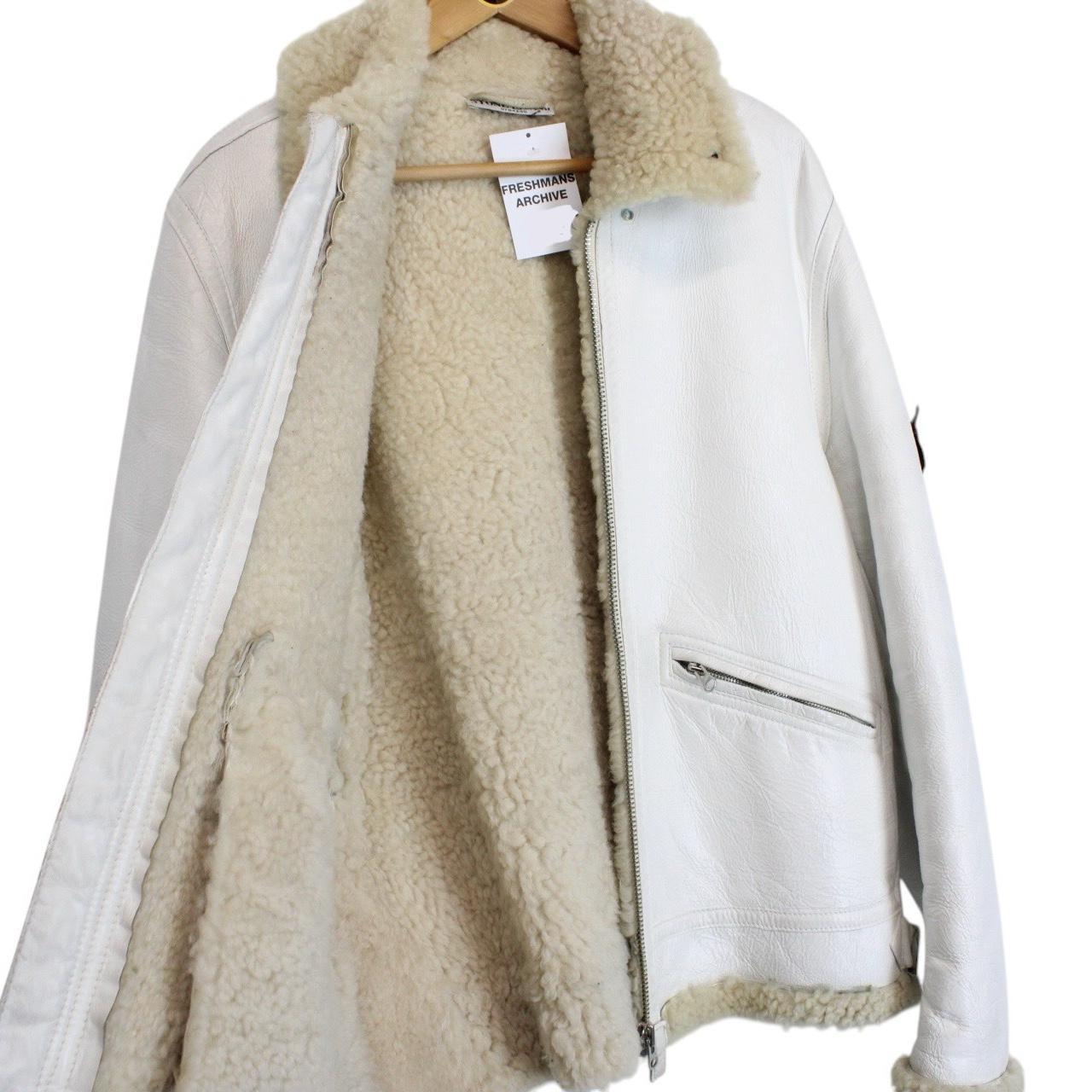 Vintage Stone Island AW 2006 White Shearling Sheepskin Hand-Painted Leather