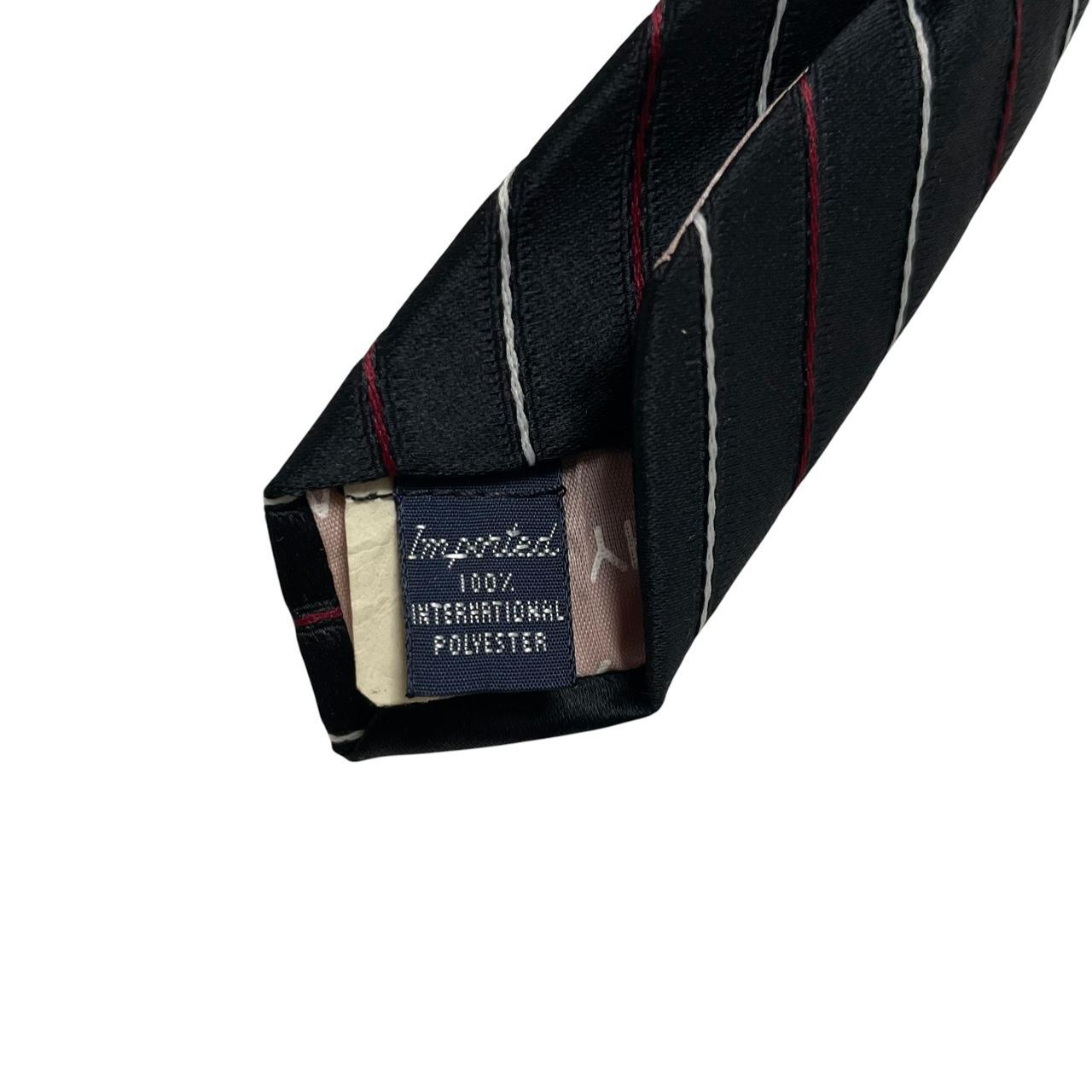 Givenchy black striped polyester tie with subtle sheen and vintage design.