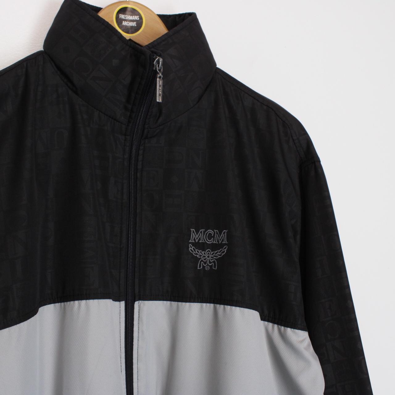 Vintage 90s MCM Grey and Black Full Zip Logo Jacket