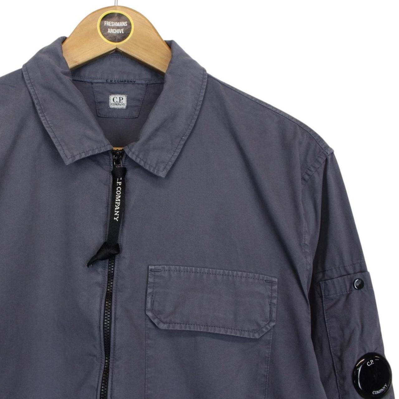 CP Company Grey Full Zip Cotton Lens Overshirt