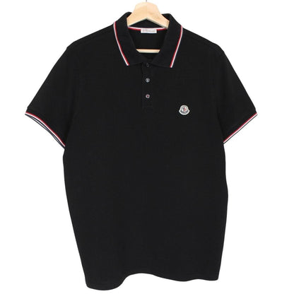 Moncler Maglia Manica Corta Black Short Sleeve Cotton Polo Shirt