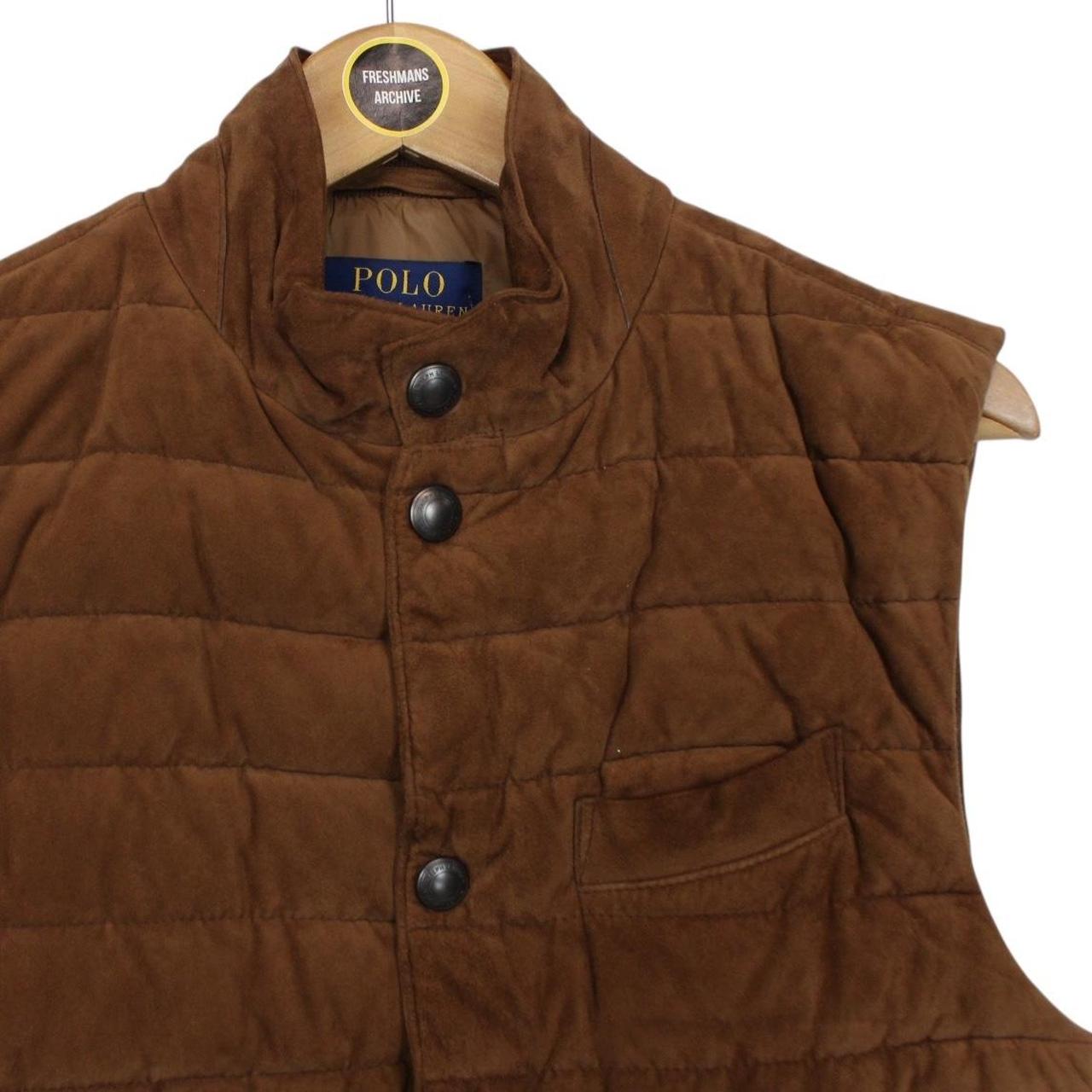 Polo Ralph Lauren Brown Goat Suede Leather Down Gilet / Bodywarmer