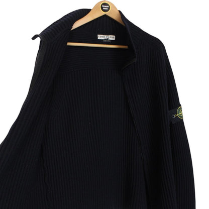 Vintage Stone Island AW 2003 Navy Blue Ribbed Wool Knit Jumper