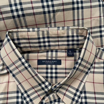 Vintage Burberry London Beige Nova Check Cotton Long Sleeve Shirt