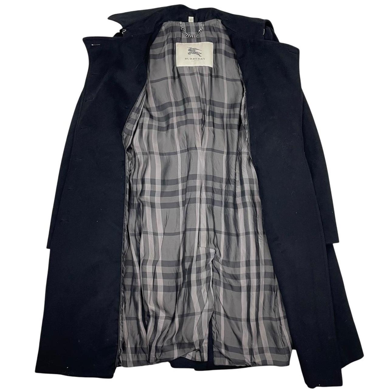 Burberry Black Nova Check Double Breasted Belted Cashmere Wool Trench Coat
