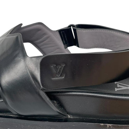 Louis Vuitton LV Black Calf Leather Oasis Sandals
