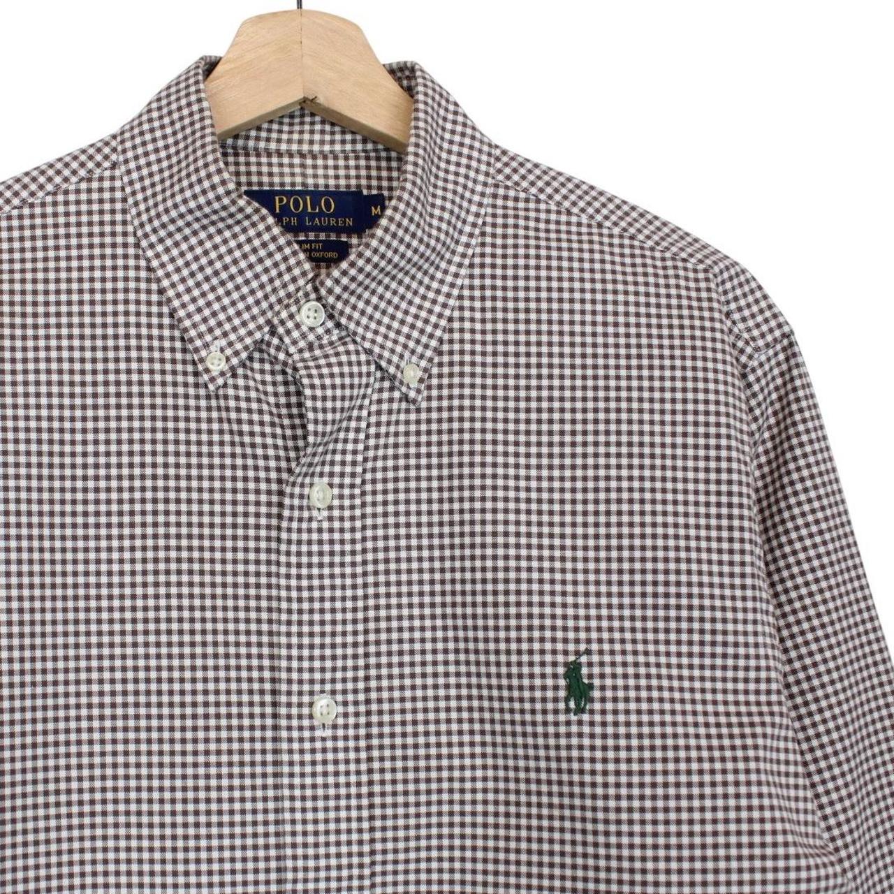 Polo Ralph Lauren Brown and White Gingham Check Long Sleeve Cotton Shirt