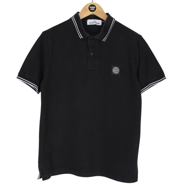 Stone Island AW 2020 Black Short Sleeve Compass Cotton Polo Shirt