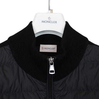 Moncler Black Full Zip Down Padded Cotton Cardigan Tricot Jacket