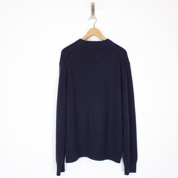 Givenchy Paris Navy Blue College Embroidery Cashmere Wool Knit Jumper