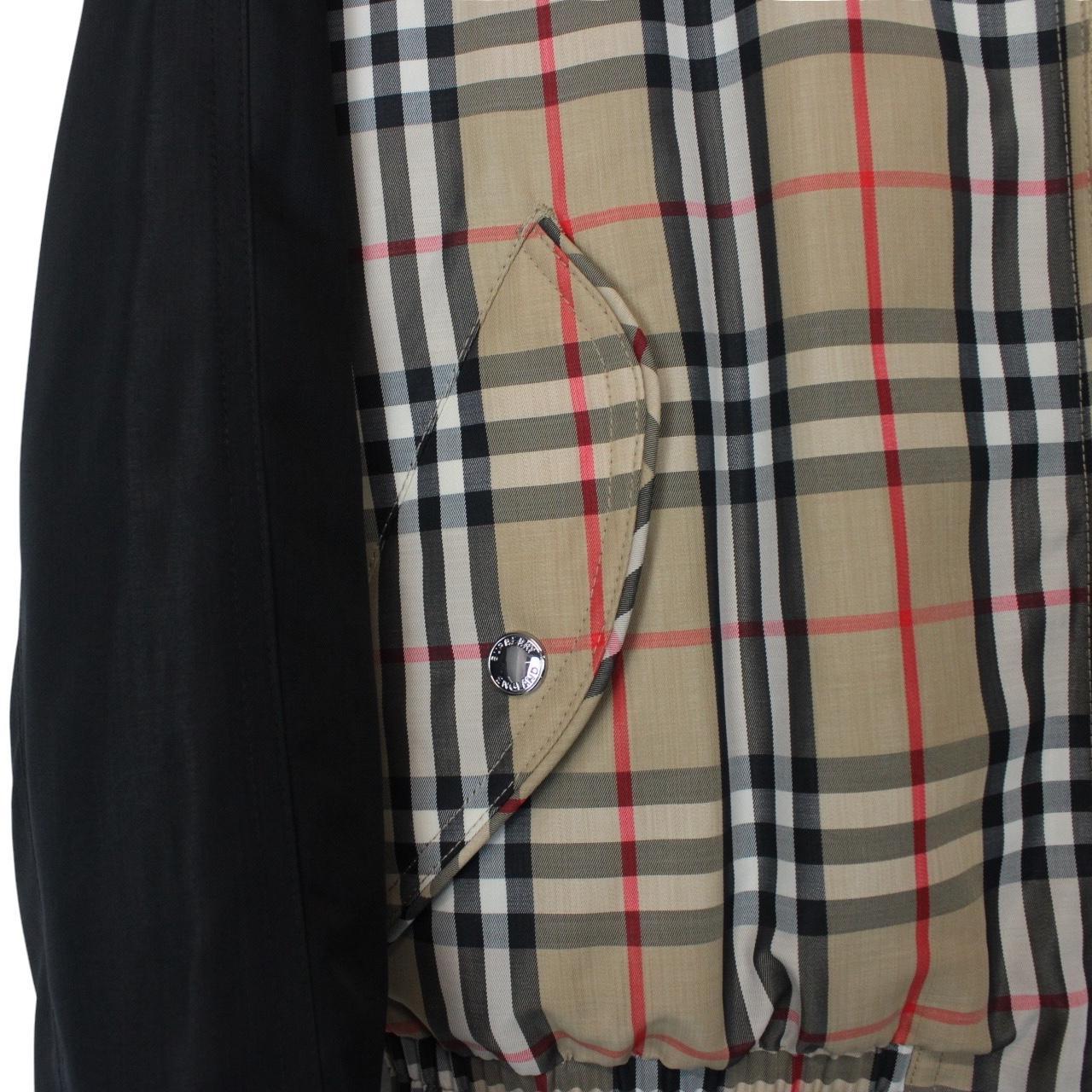 Burberry Tan and Black Nova Check Full Zip Harlington Bomber Jacket