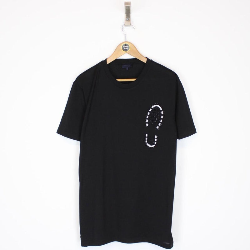 Lanvin Black and White Short Sleeve Footprint T-Shirt