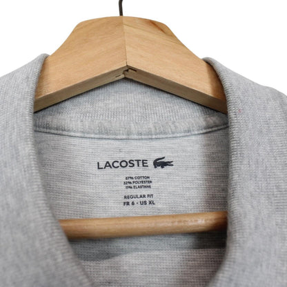 Lacoste grey short sleeve cotton polo shirt with embroidered crocodile logo.