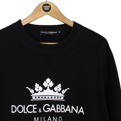 Dolce and Gabbana Black and White Logo Print Sweatshirt Jumper