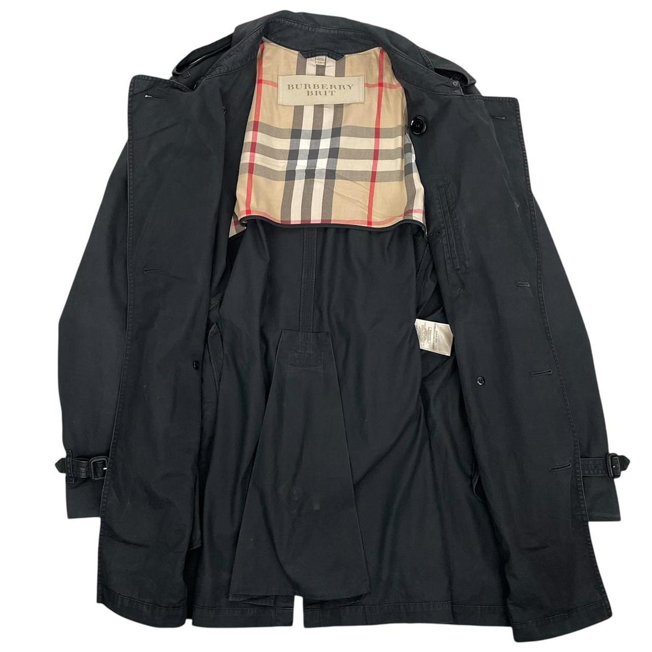 Burberry Brit Black Nova Check Double Breasted Belted Trench Coat