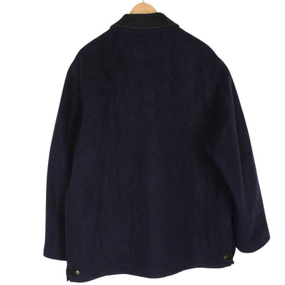 Vintage 90s Burberry Navy Blue Wool Blend Quilted Coat