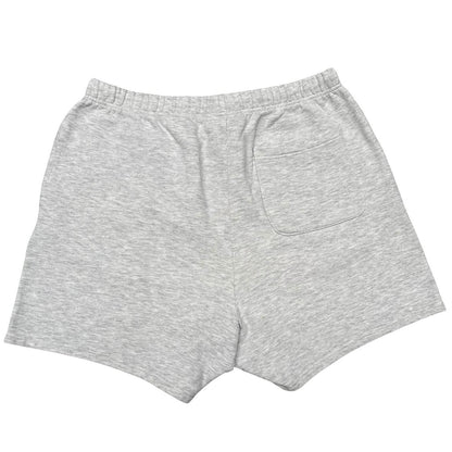 Essentials grey jogger shorts cotton material with logo detail and relaxed fit.