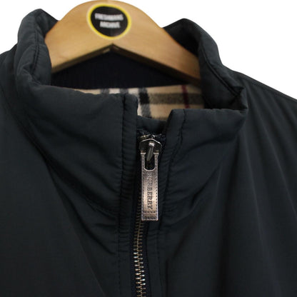 Vintage Burberry London Navy Blue Wool Nova Check Lined Nylon Blend Jacket