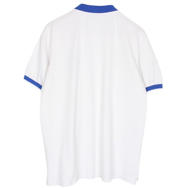 Vintage Polo Ralph Lauren White and Blue Short Sleeve Cotton Polo Shirt