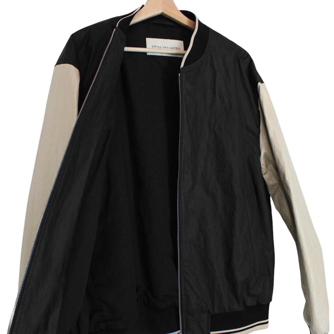 Dries Van Noten Black and Cream Volker Tipped Bomber Jacket