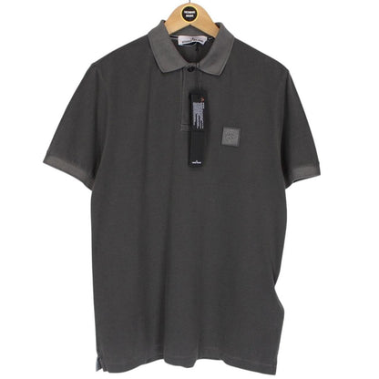 Stone Island Charcoal Grey Organic Cotton Short Sleeve Compass Polo Shirt