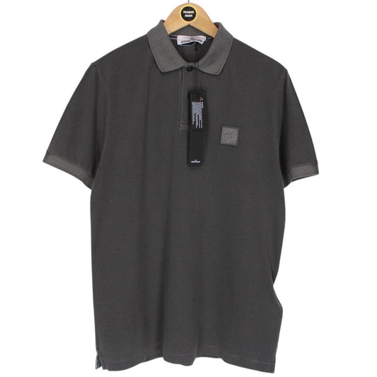 Stone Island Charcoal Grey Organic Cotton Short Sleeve Compass Polo Shirt