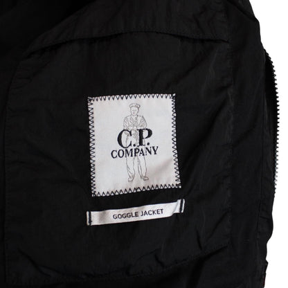CP Company Black Full Zip Chrome-R Nylon Garment Dyed Goggle Jacket
